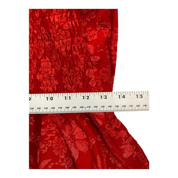 Entro Red Floral Jacquard Strapless Peplum Size Medium Top - Picture 10 of 10